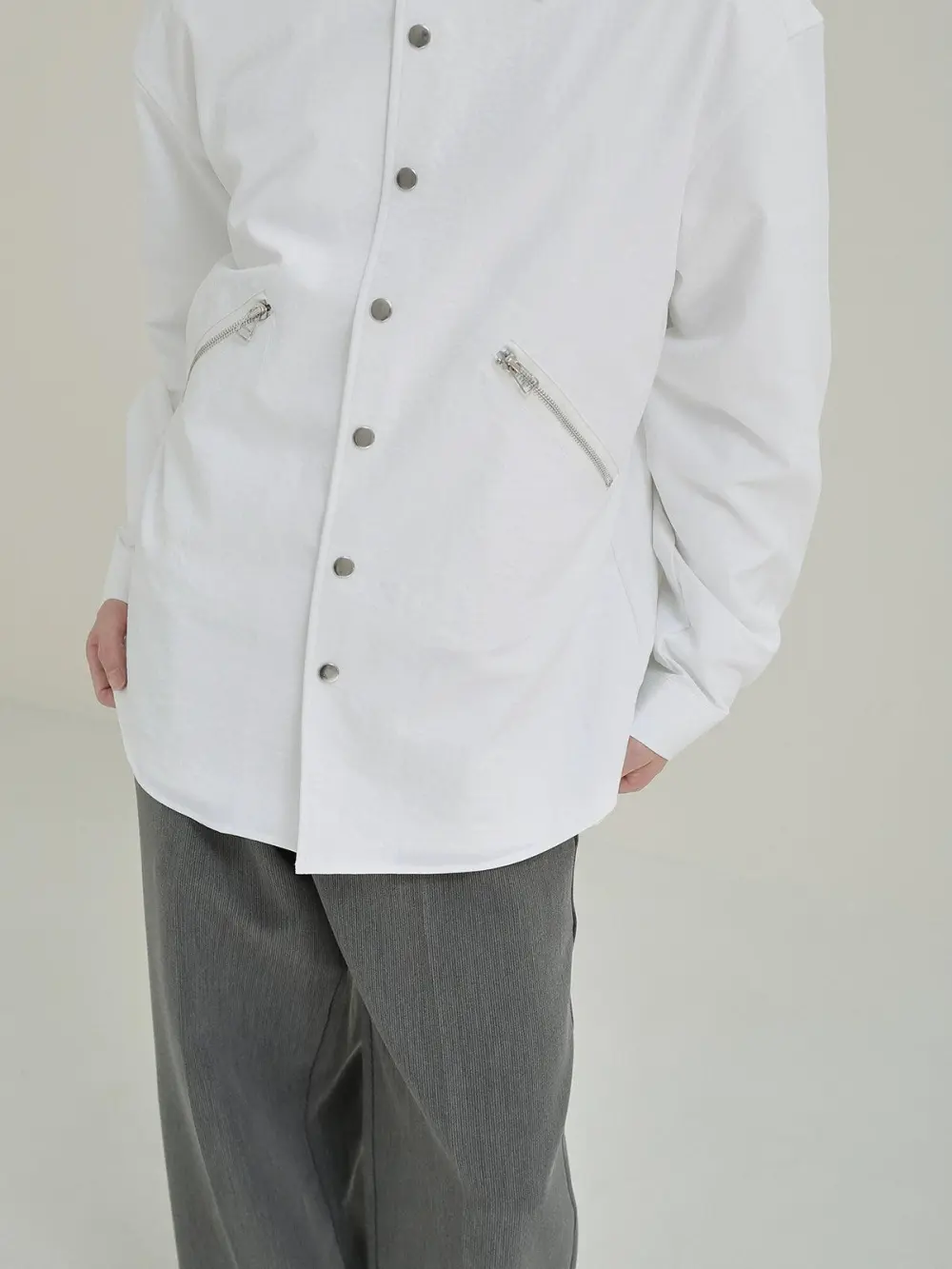 Snap Buttons Collared Shirt