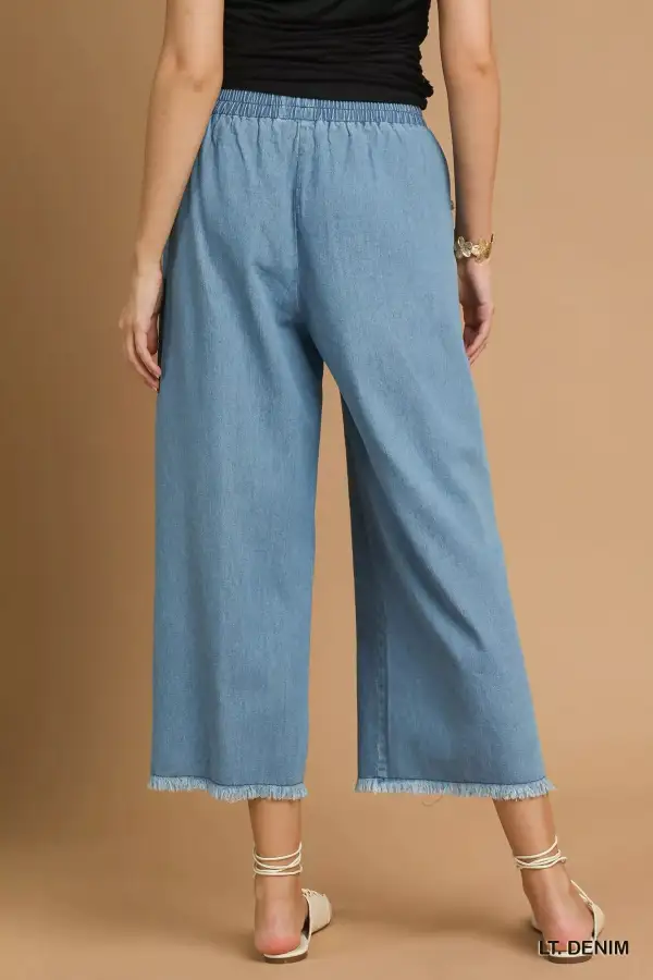 Soft Wide Leg Washed Denim Jeans