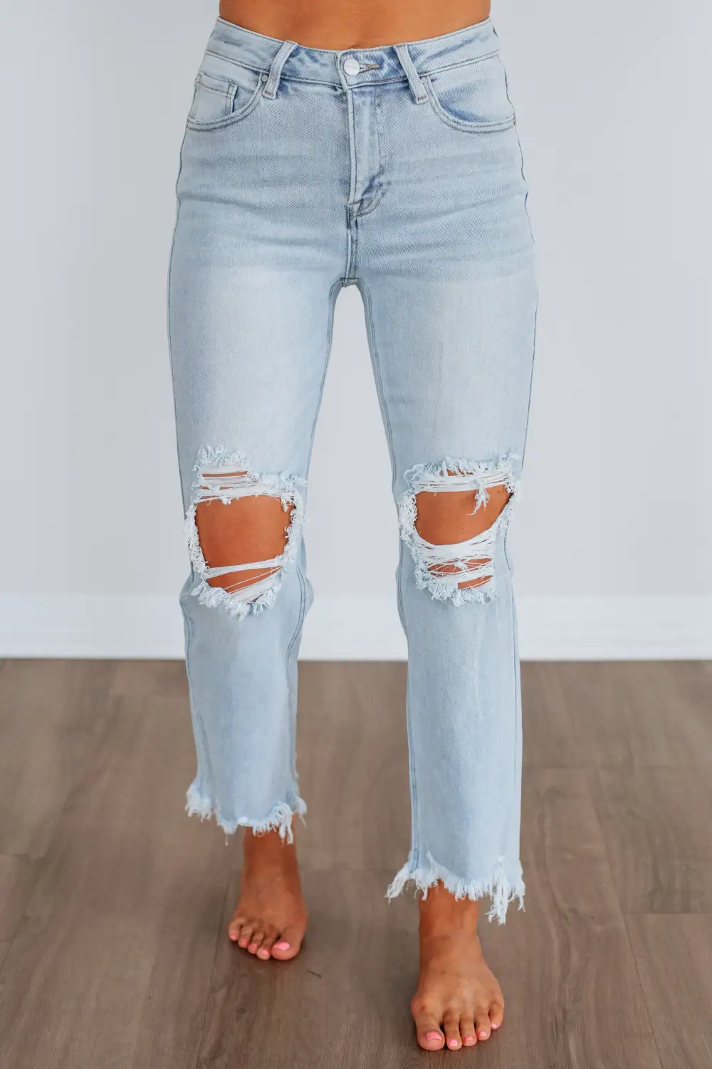 Women's High Rise Cropped Cotton Blend Jeans