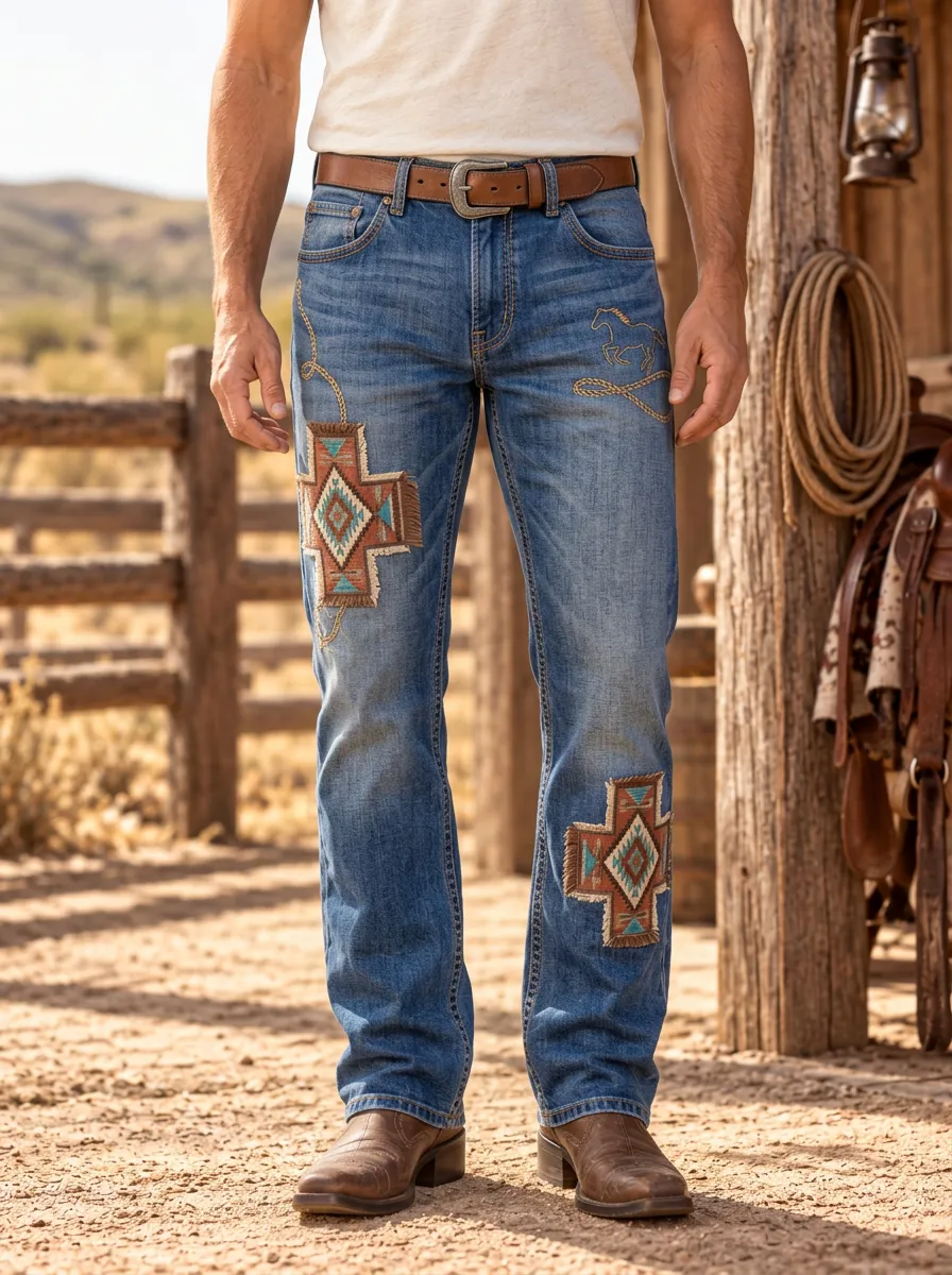 Everyday Cowboy Horse Street Look Men's Western Jeans