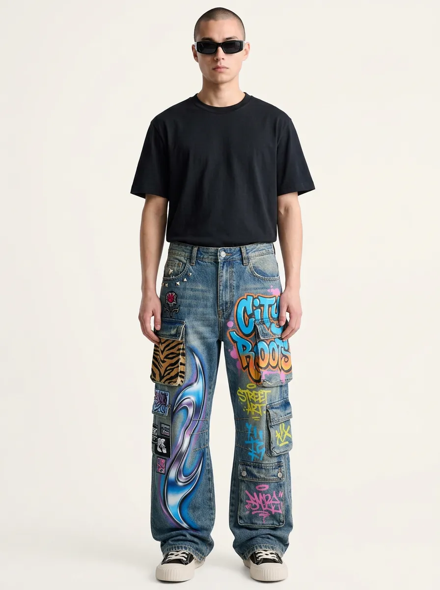 Men's City Roots Graffiti Cargo Jeans