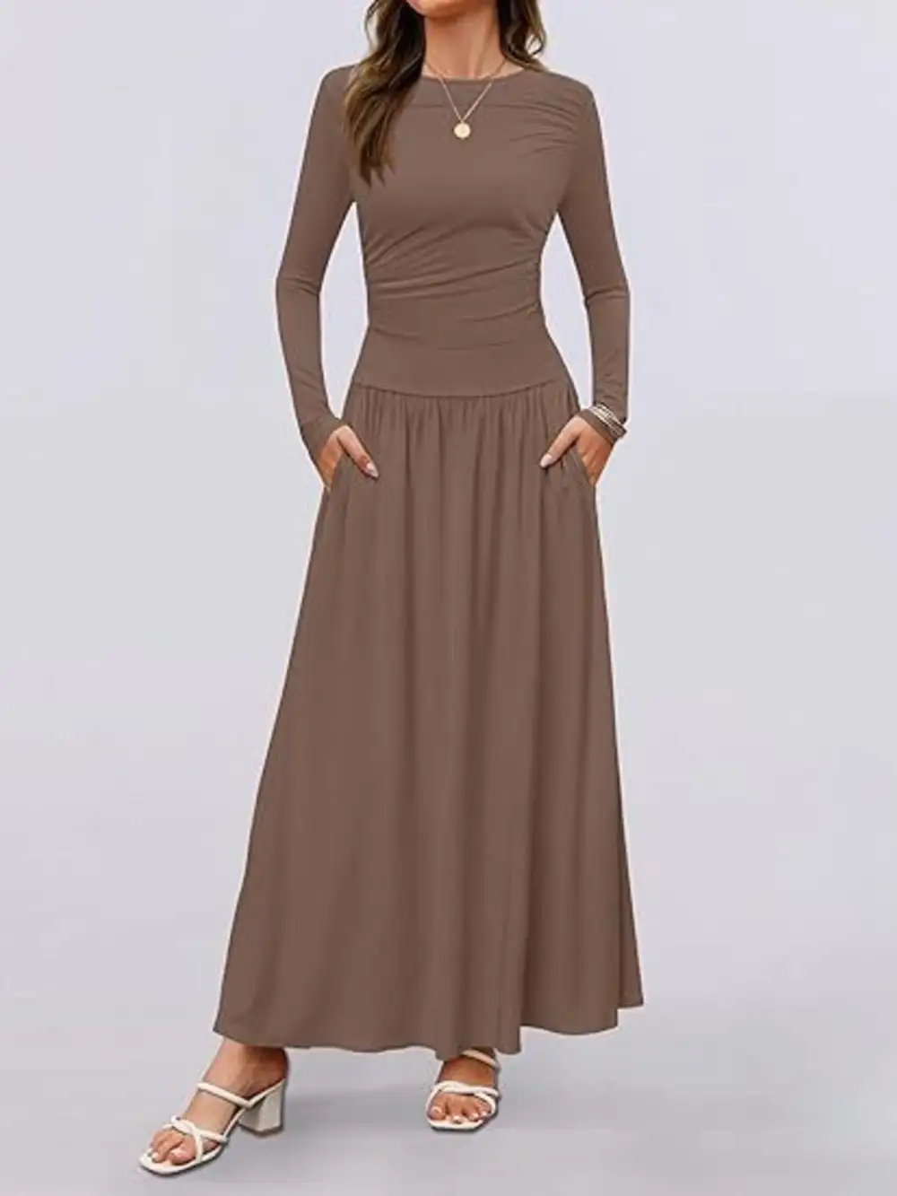 Long Sleeve Maxi Dress With Pockets