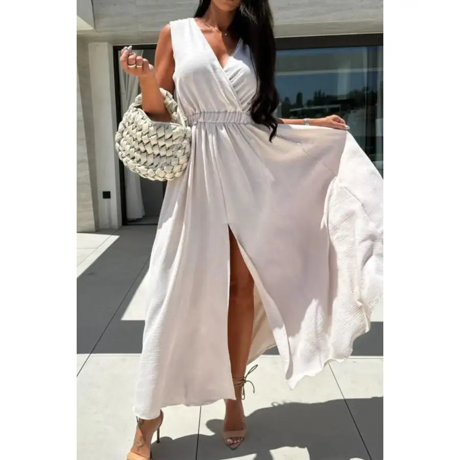 Surplice Sleeveless Slit Maxi Dress