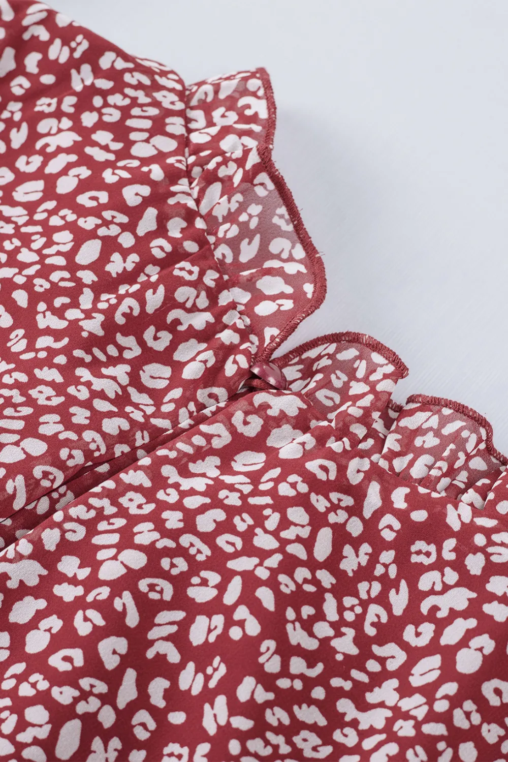 Fiery Red Leopard Print Ruffled Tank Top