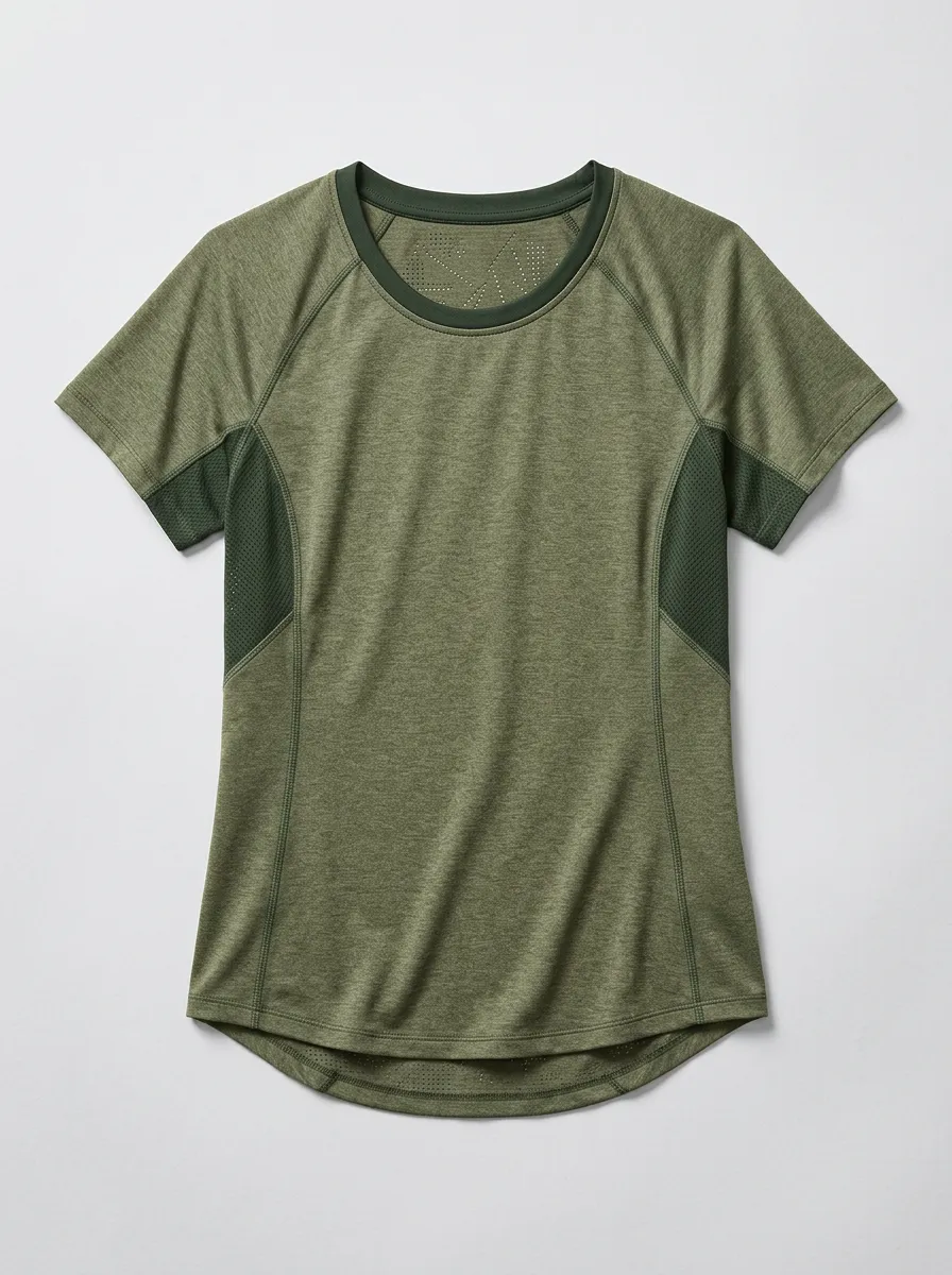 Women's Training Athletic Fitness Mesh Paneled Printed Top