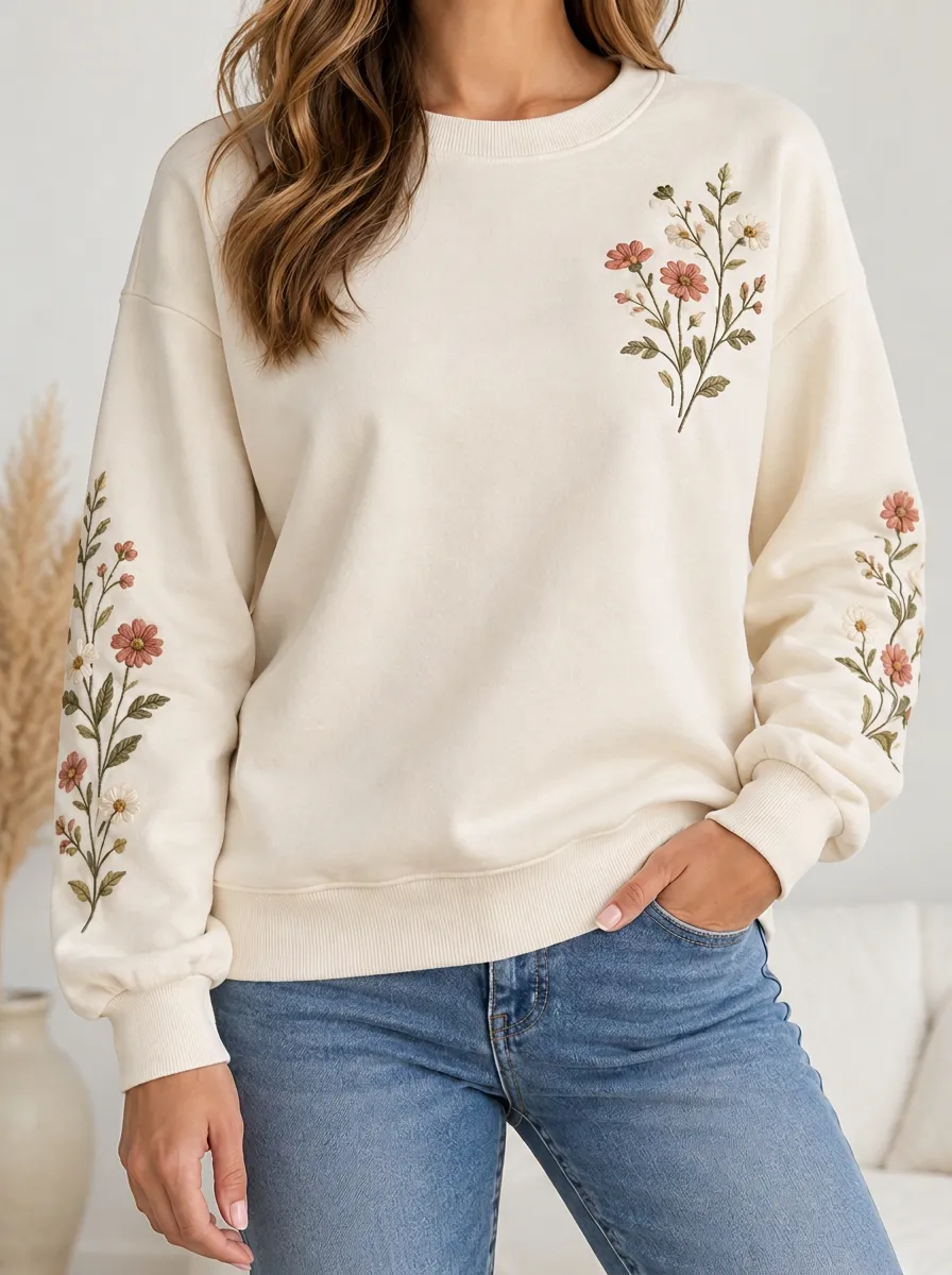 Women's Relaxed Sweatshirt with Printed Detail