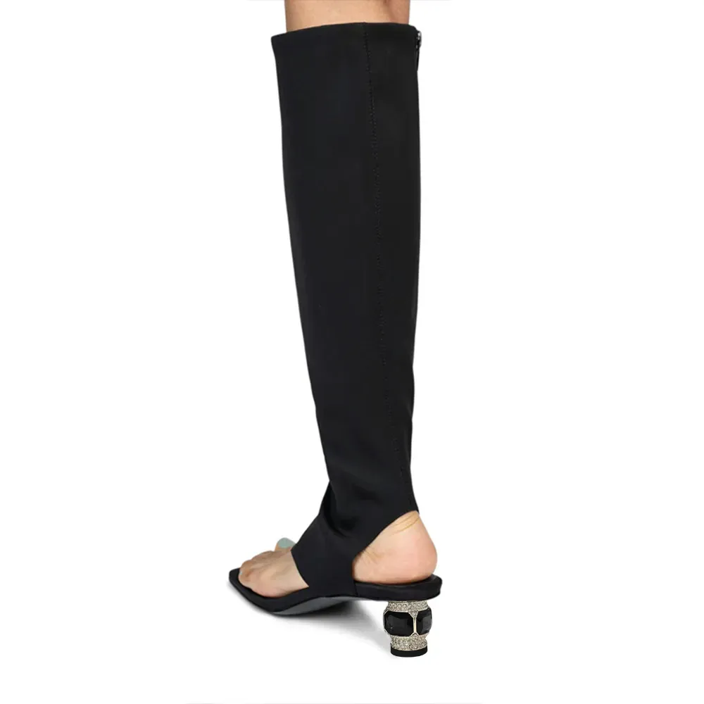 Open-Toe Platform Knee-High Boots