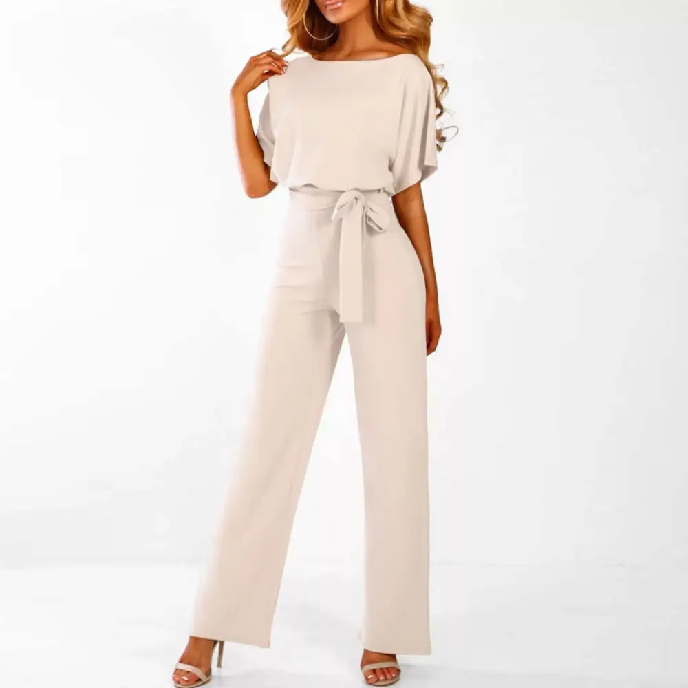  Refined Belted Wide Leg Jumpsuit
