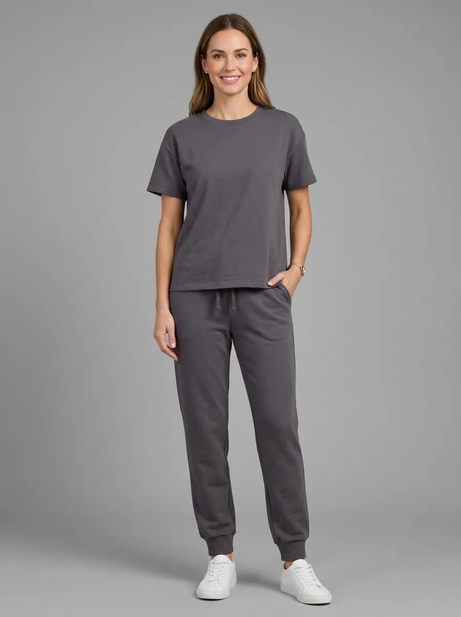 Women's Mid-Rise Crewneck T-Shirt and Joggers Set