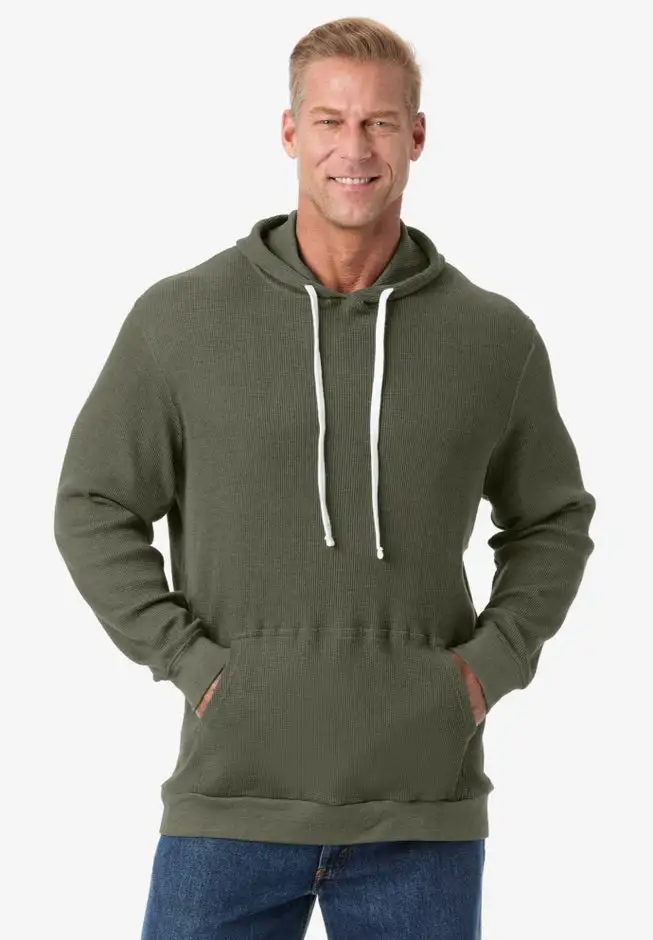 Waffle-Knit Thermal Hoodie
