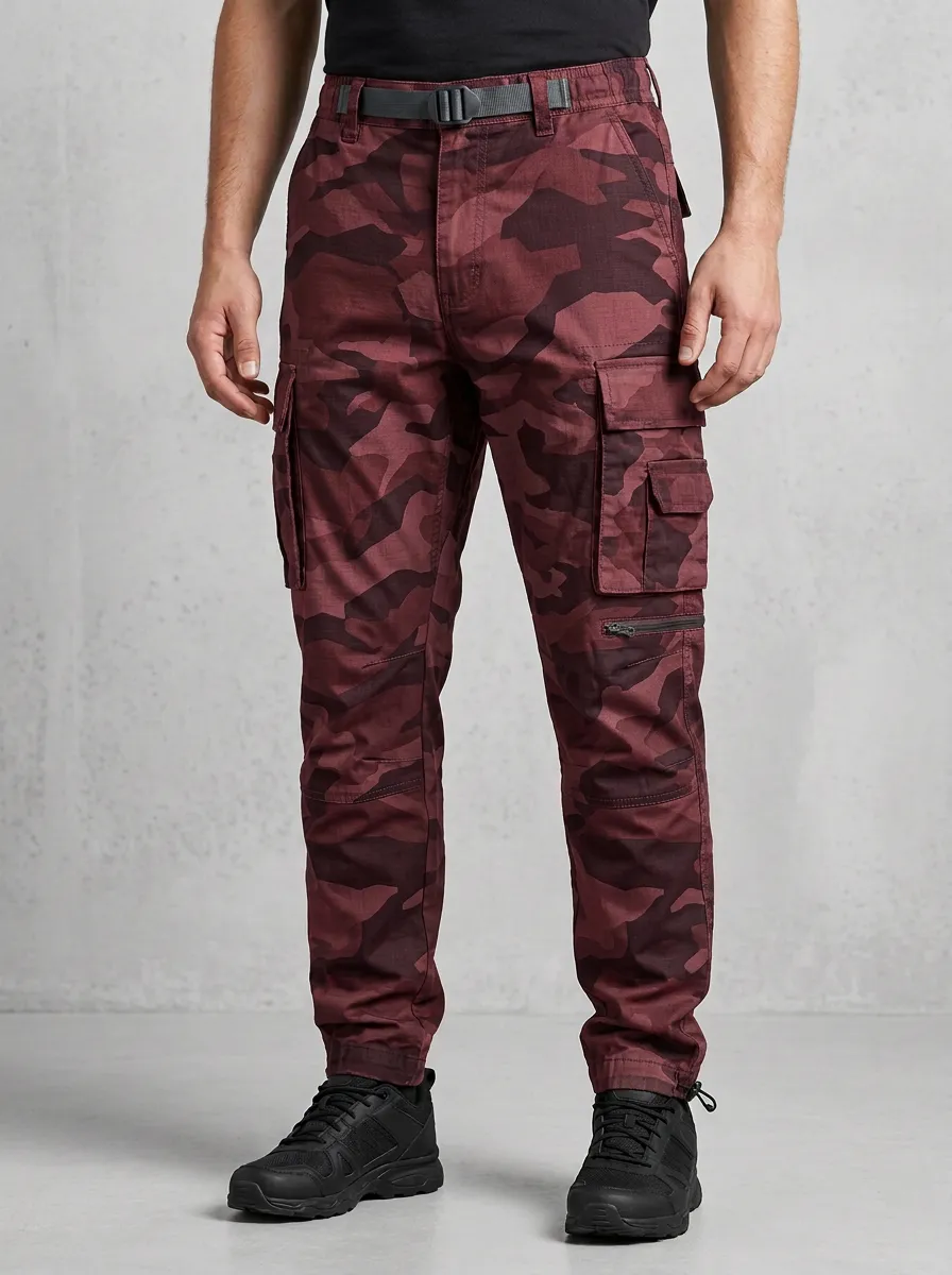 Men's Tactical Grey Camouflage Printed Cargo Pants