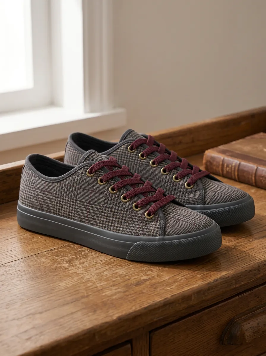 Men's Casual Classic Plaid Pattern Patterned Canvas Shoes