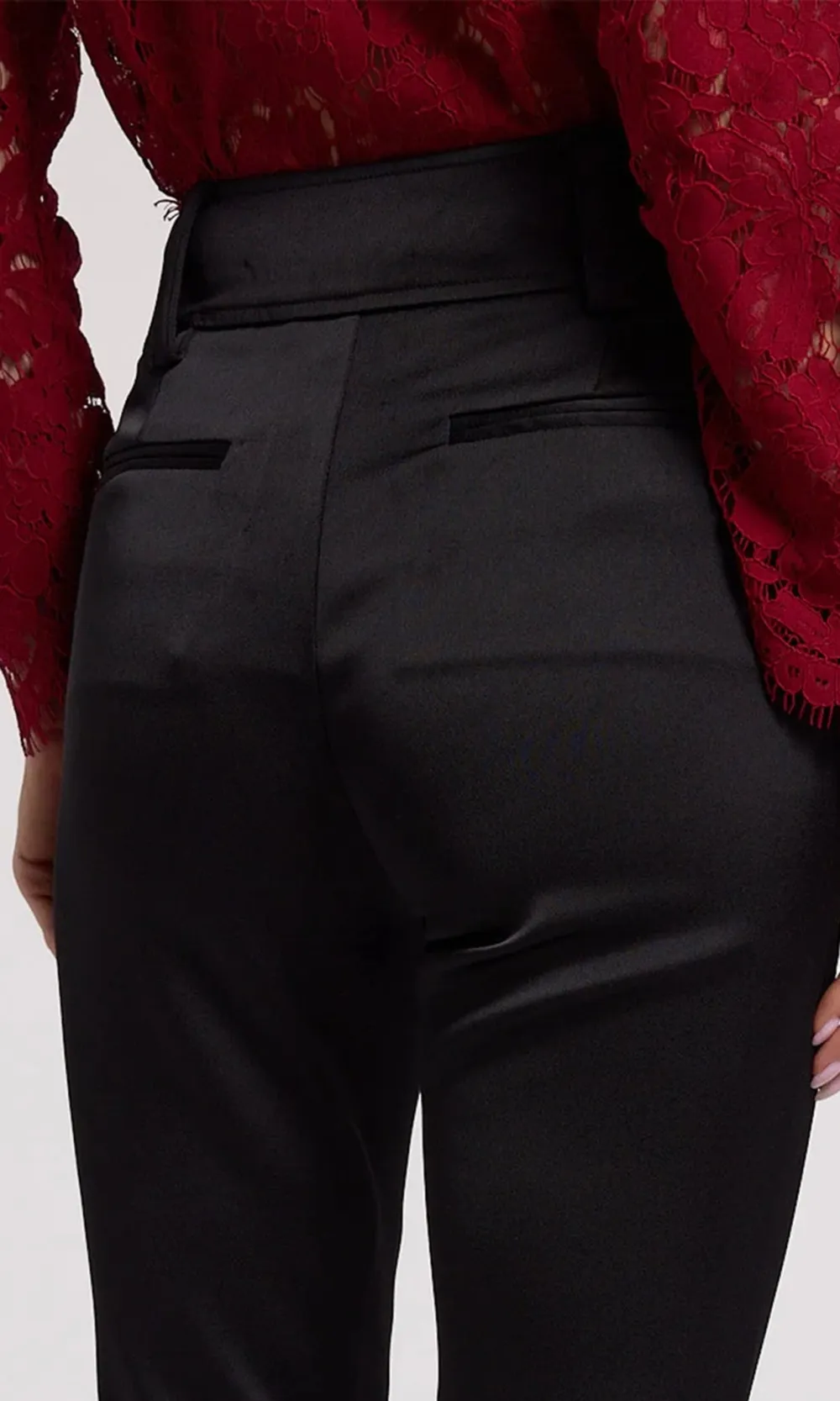 Black Satin Skinny Trousers