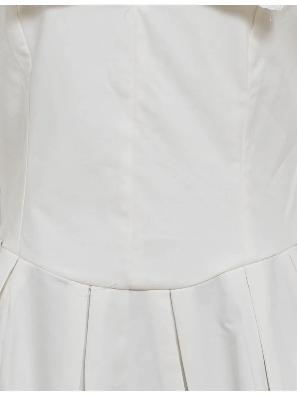 Sailor Collar Lace Trim Solid Color Pleated Mini Dress