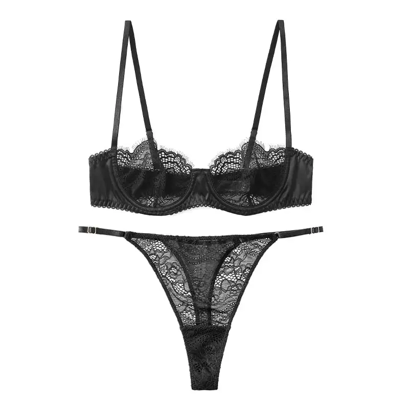 Balconette Lace Thong Lingerie Set
