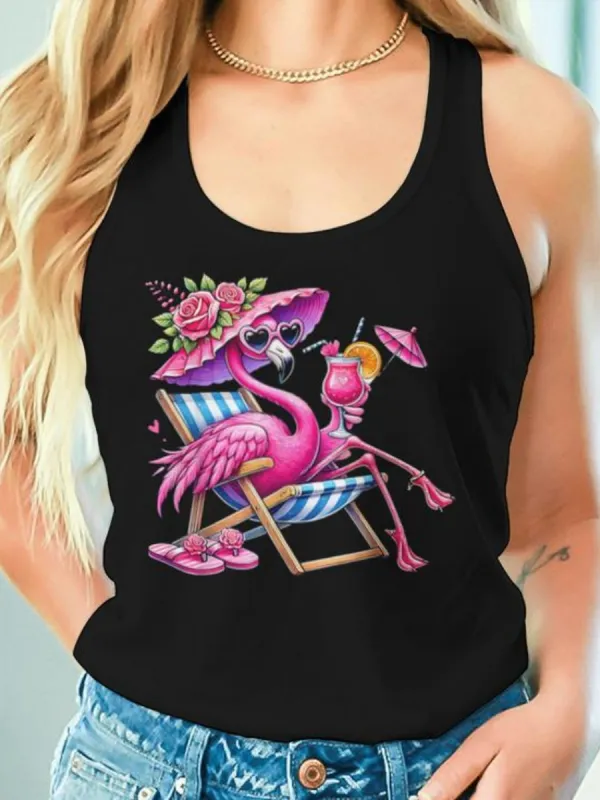 Vacation Flamingo Printed Tank