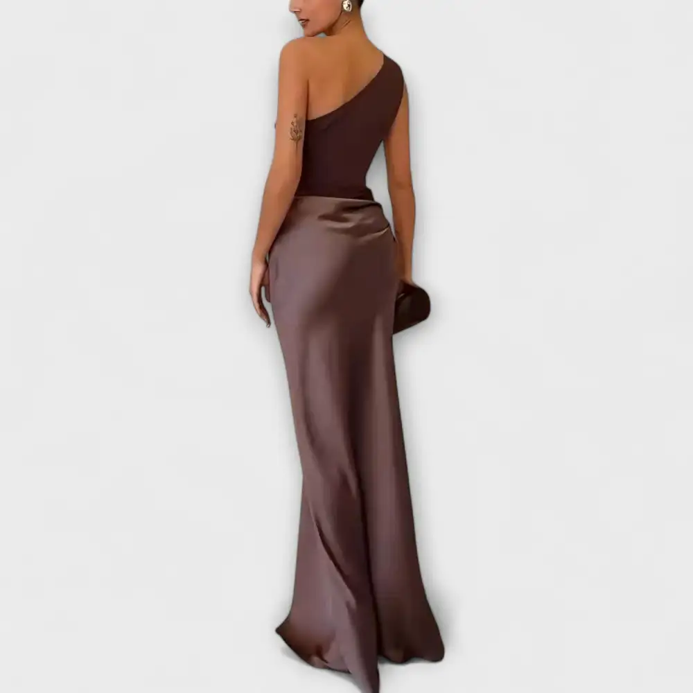 Pleated One Shoulder Maxi Dress