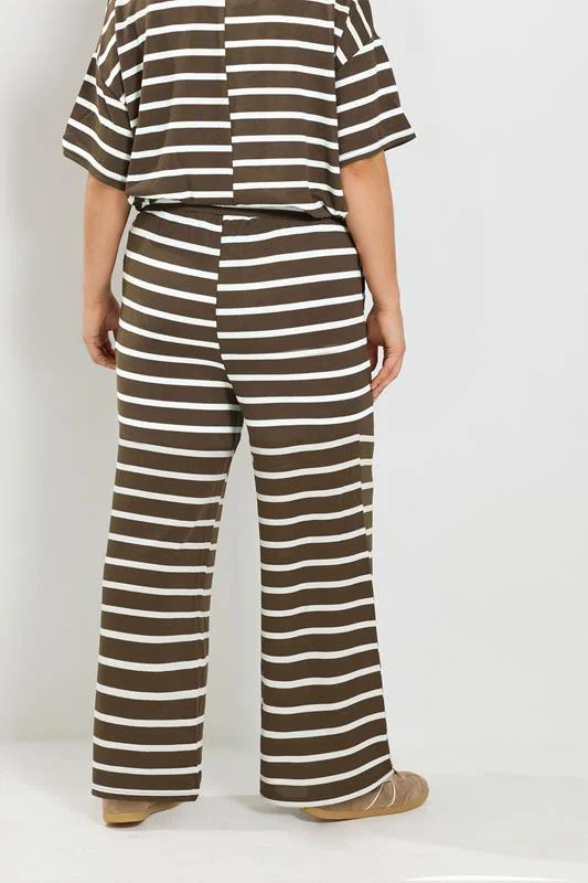 Chocolate Brown Stripe Tie Waist Trousers detail 2