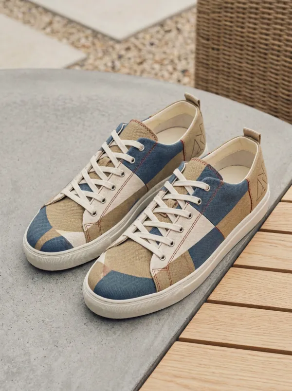 Patchwork Geometric Canvas Sneakers