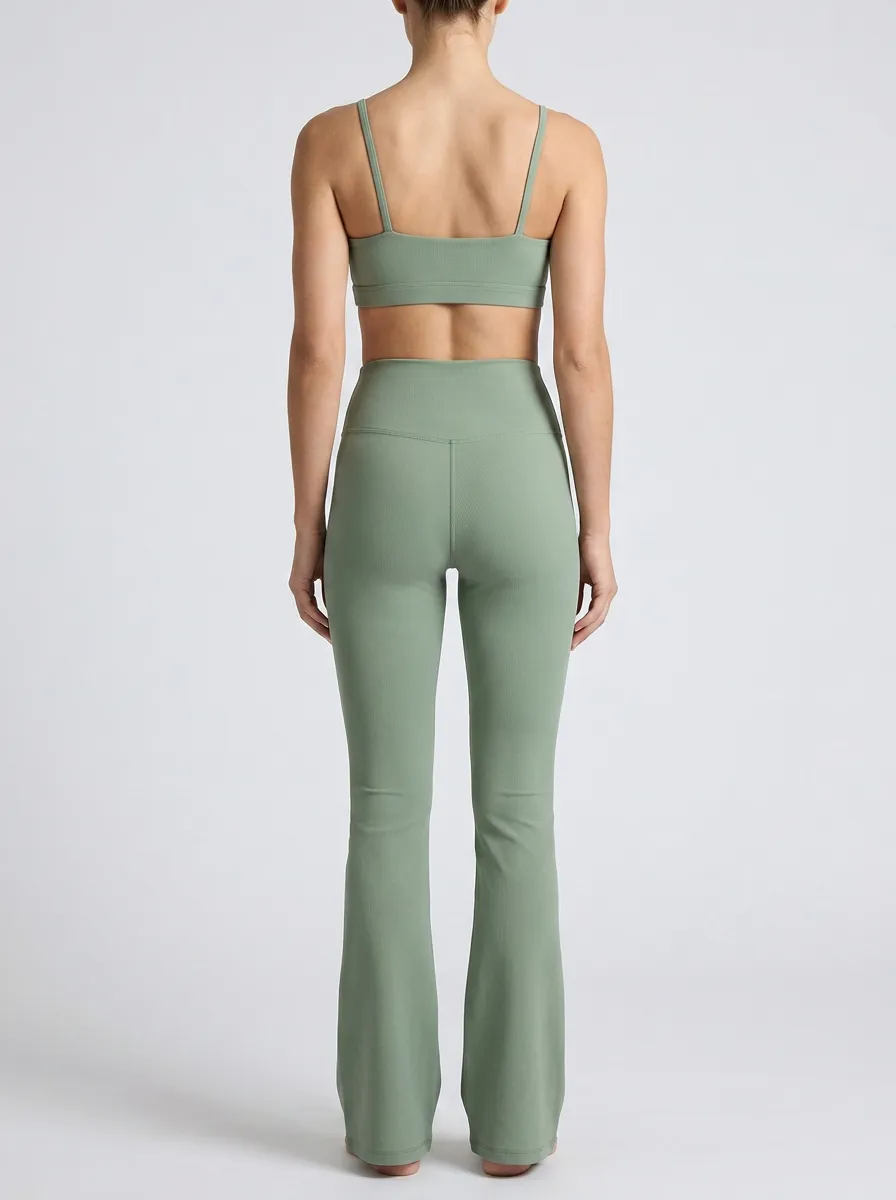 Workout Zip-Up Women's Tank Top Flare Pants Active Set