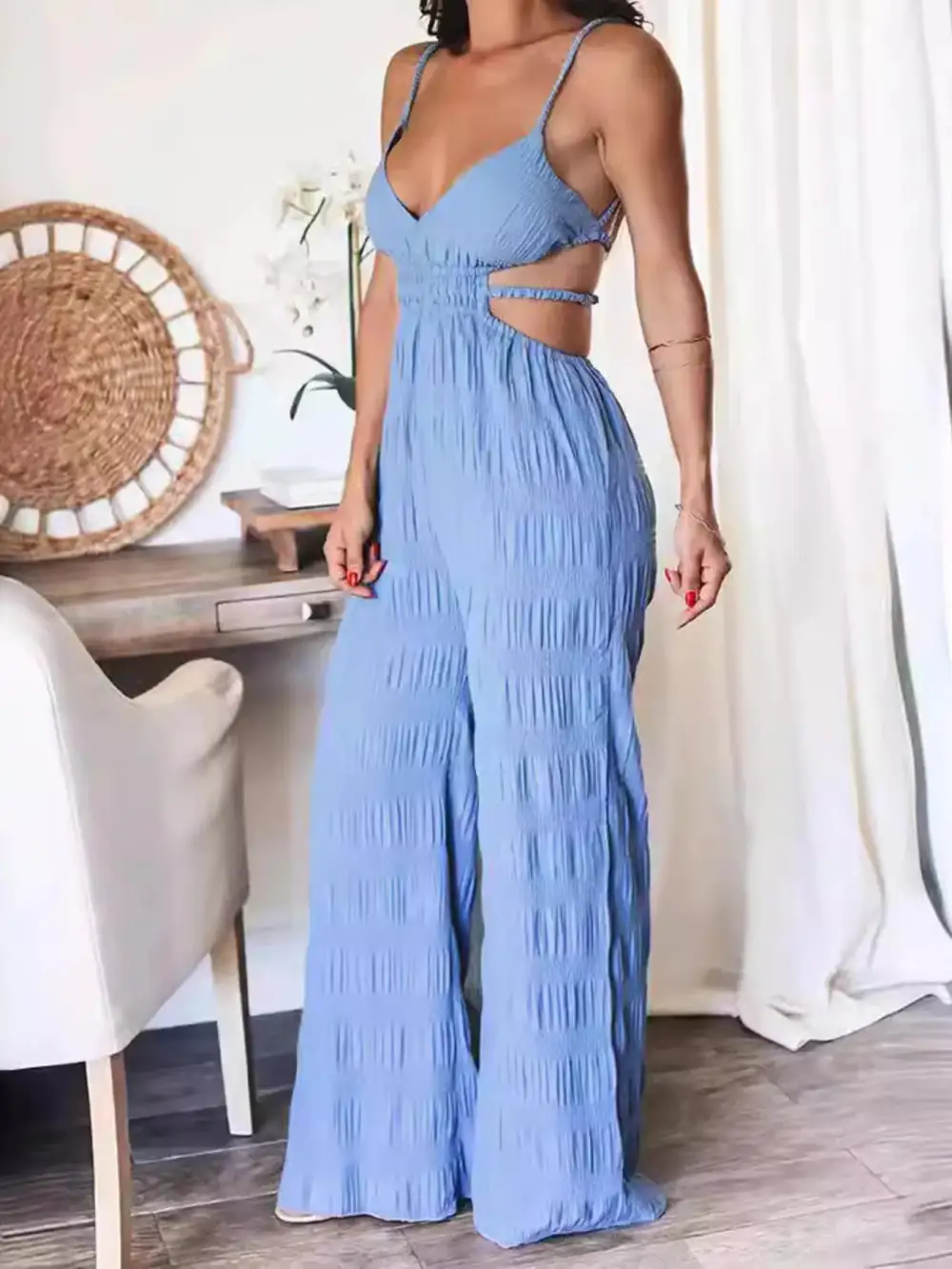 Panel Detail Wide Leg Jumpsuit