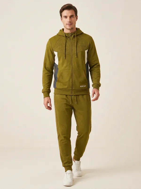 Men's Distinctive Outdoor Adventure Topographic Print Jogger Set