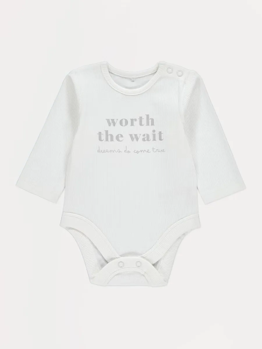 White Worth The Waist Long Sleeve Bodysuit