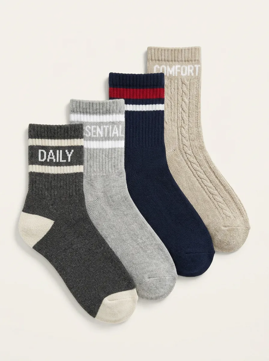 Travel-Ready Men's Four-Pair Long Socks