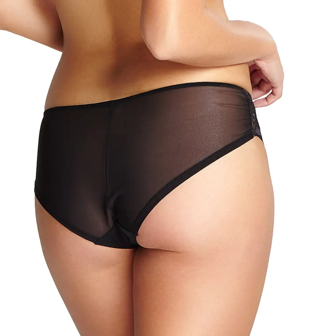 High-Waist Stretch-Lace Mesh Thong Panty