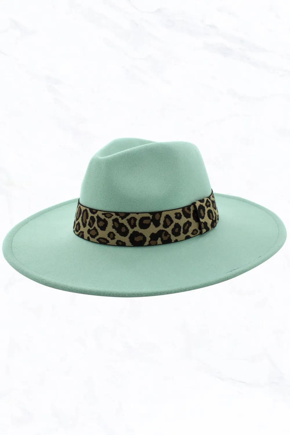 Big Brim Peach Heart Top Jazz Hat Wide Leopard Belt