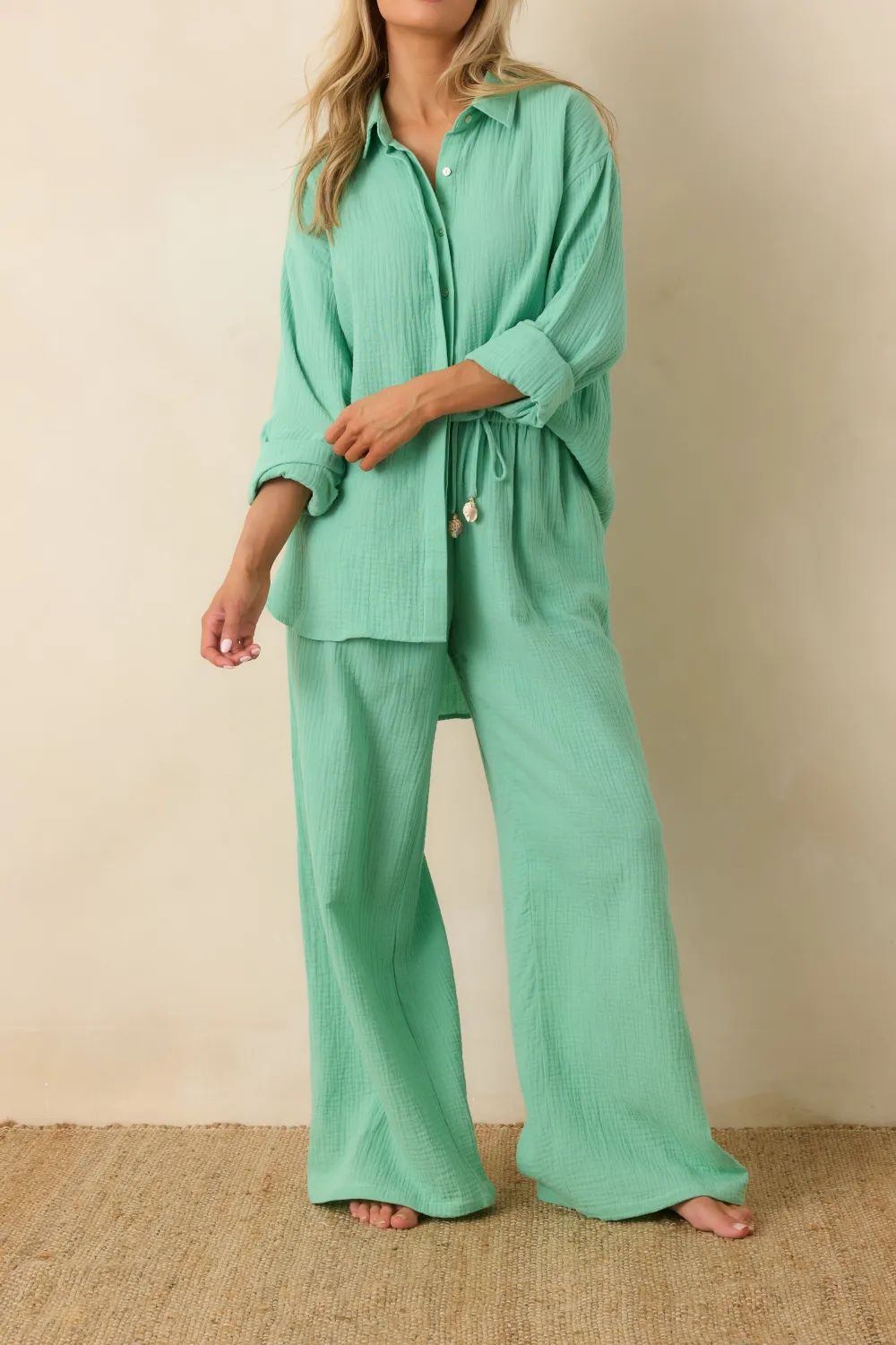 Seaglass Green Oversized Button Up Shirt