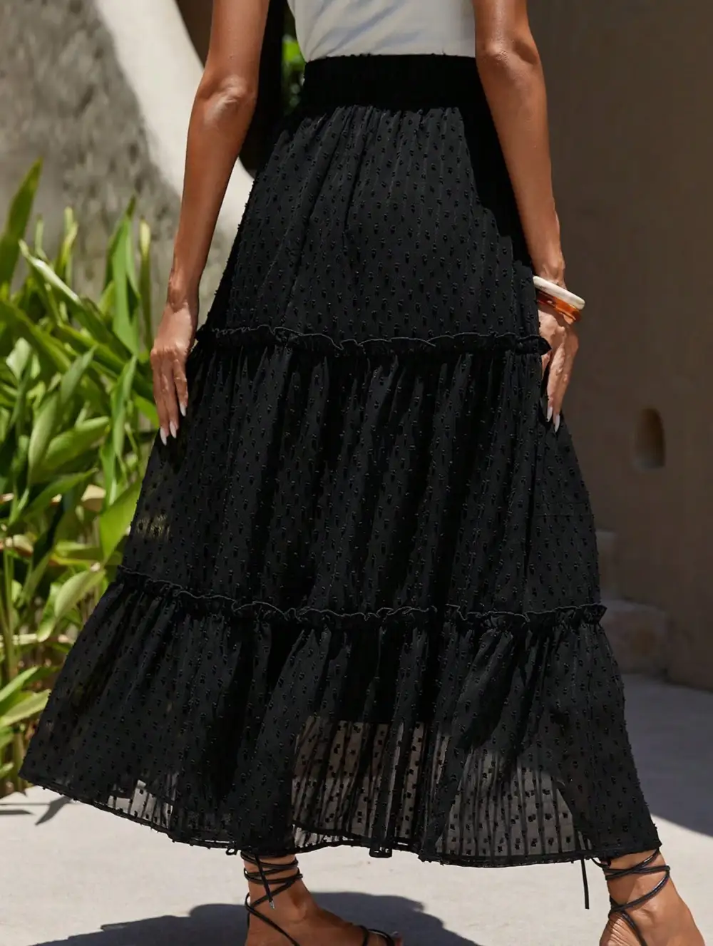 Lace Patch Maxi Skirt