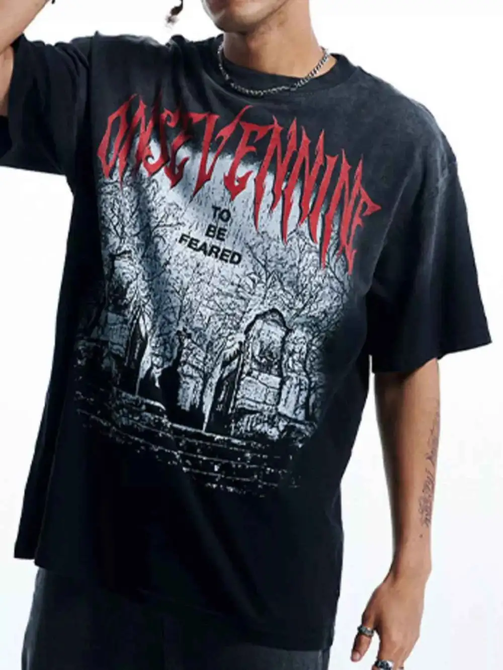 Washed Round Neck Graphic T-Shirt