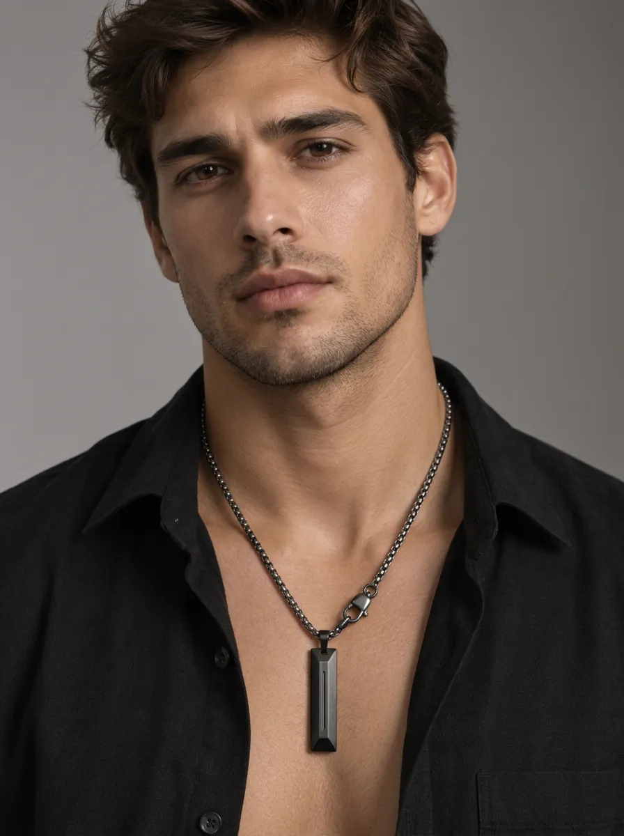 Men's Minimalist Geometric Bar Pendant Chain Necklace