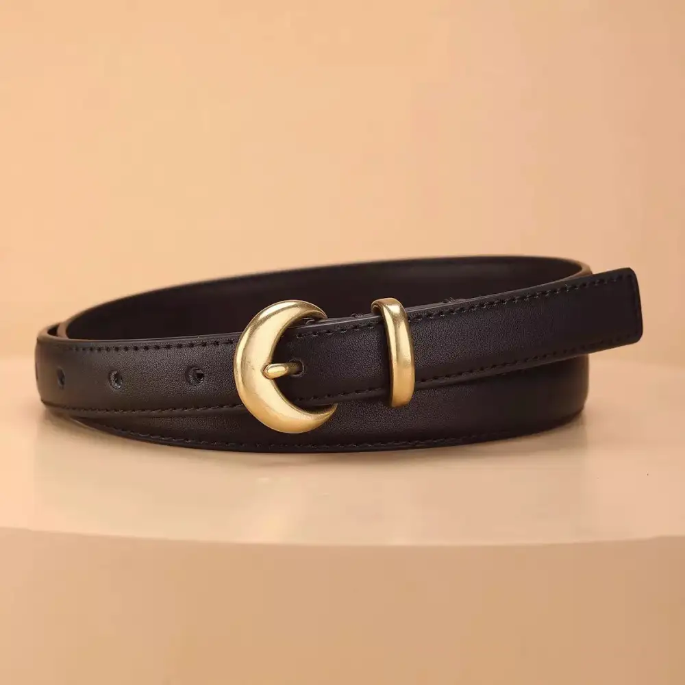 Crescent Buckle Leather Belt