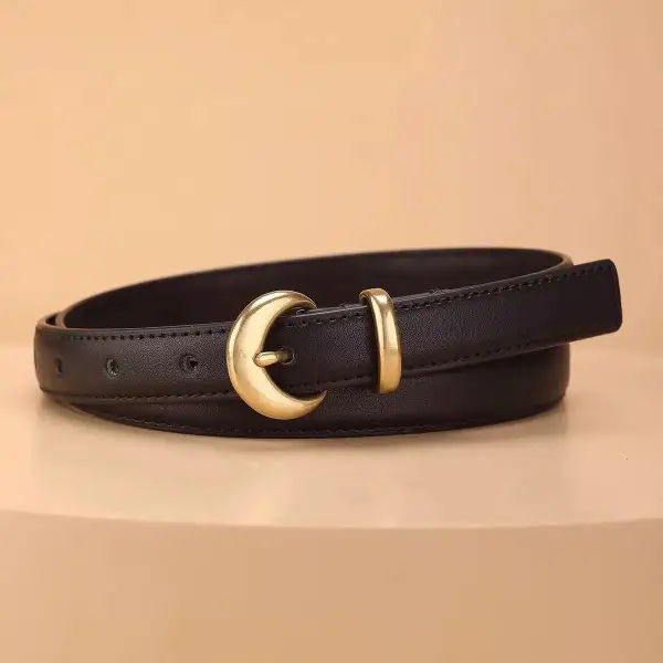 Crescent Buckle Leather Belt
