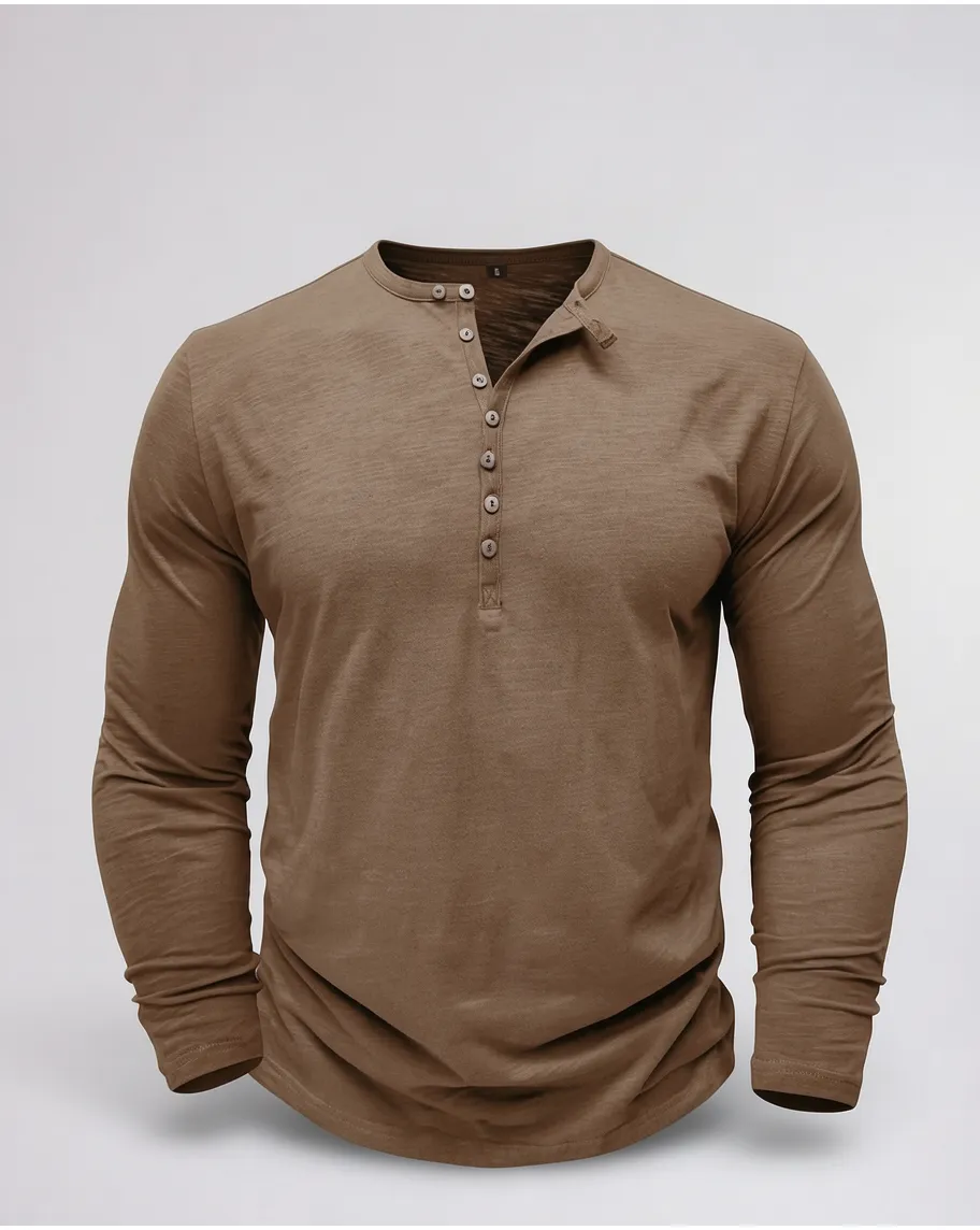 Classic Long Sleeve Henley Shirt