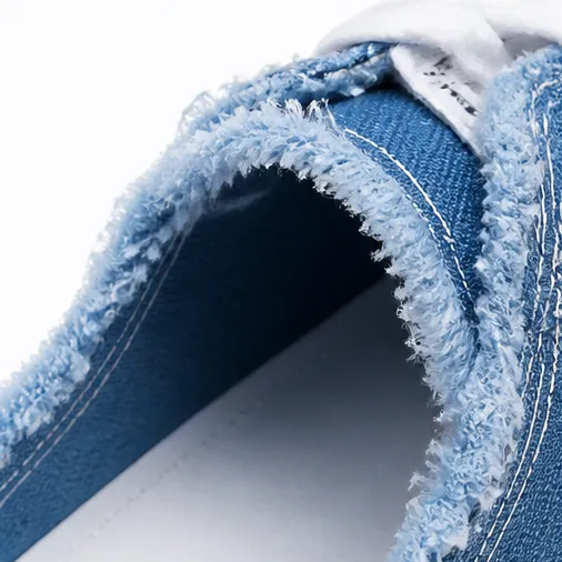Frayed Denim Slip On Sneakers