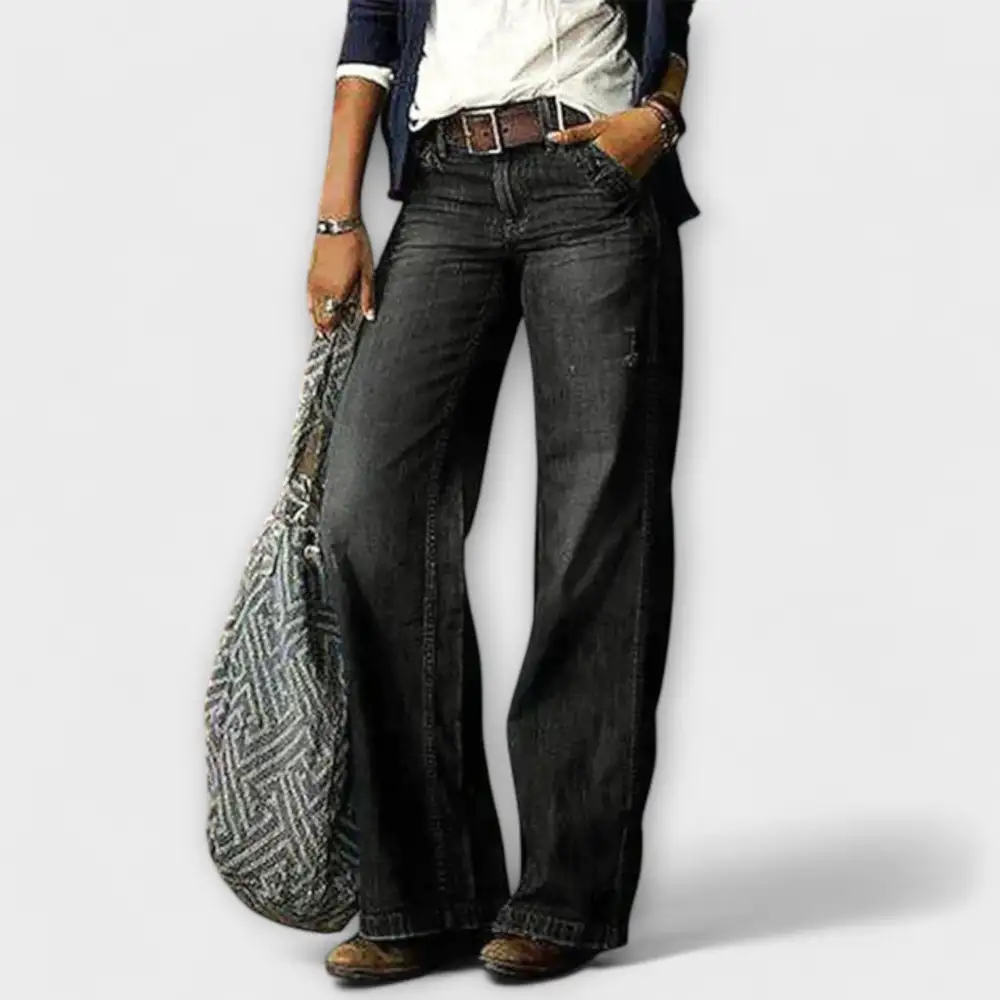 Denim Wide Leg Relaxed Fit Trousers