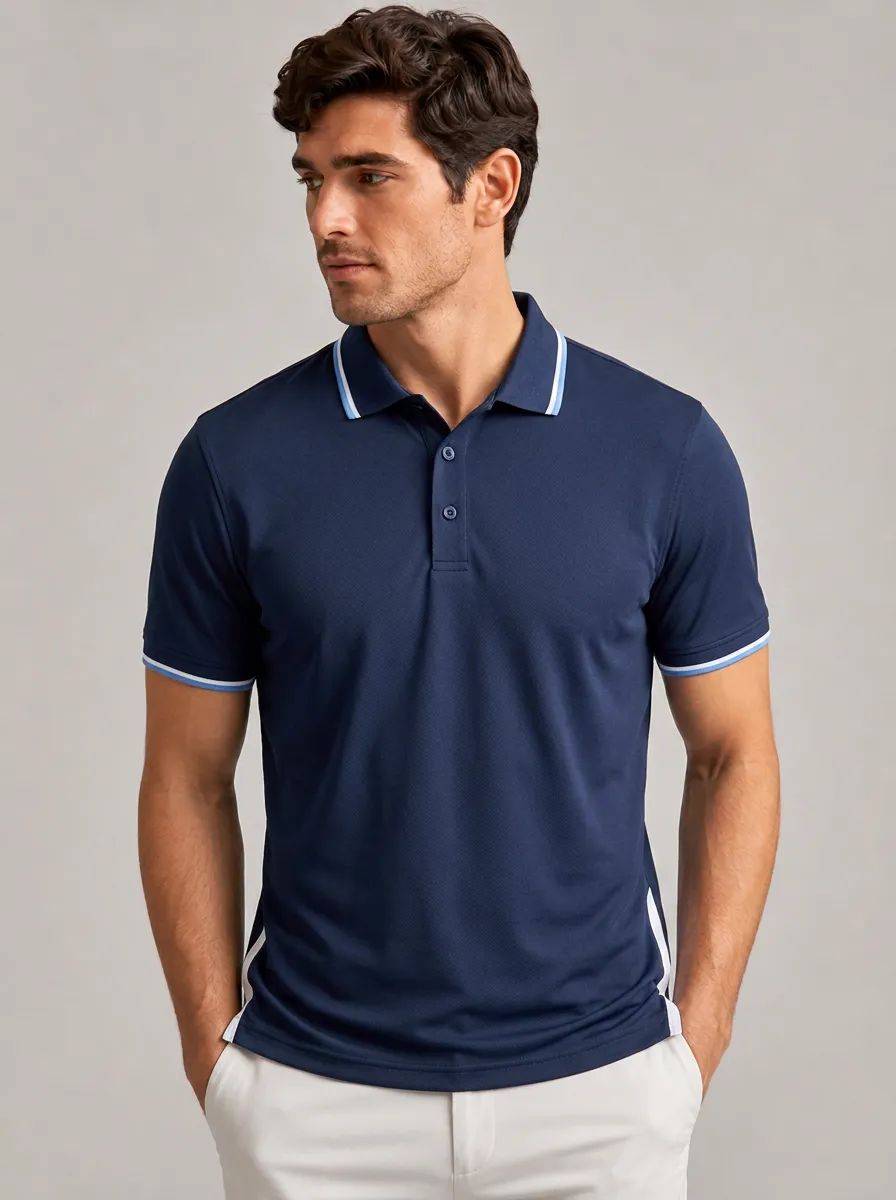 Men's Equestrian Lover Horse Pattern Printed Tipped Contrast Polo Shirt