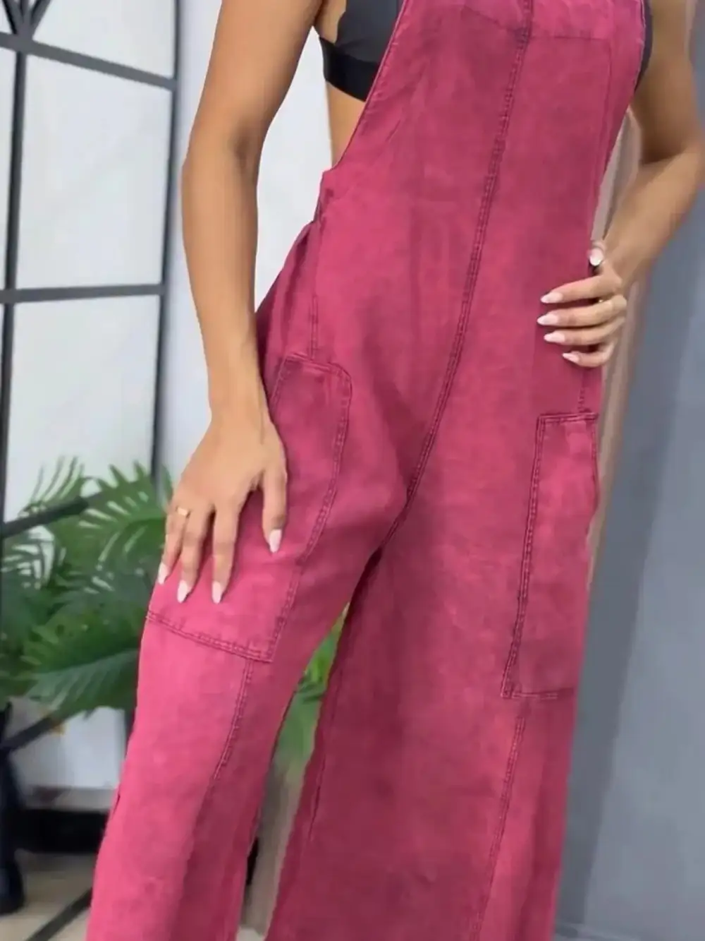 Relaxed Denim Wide Leg Overalls