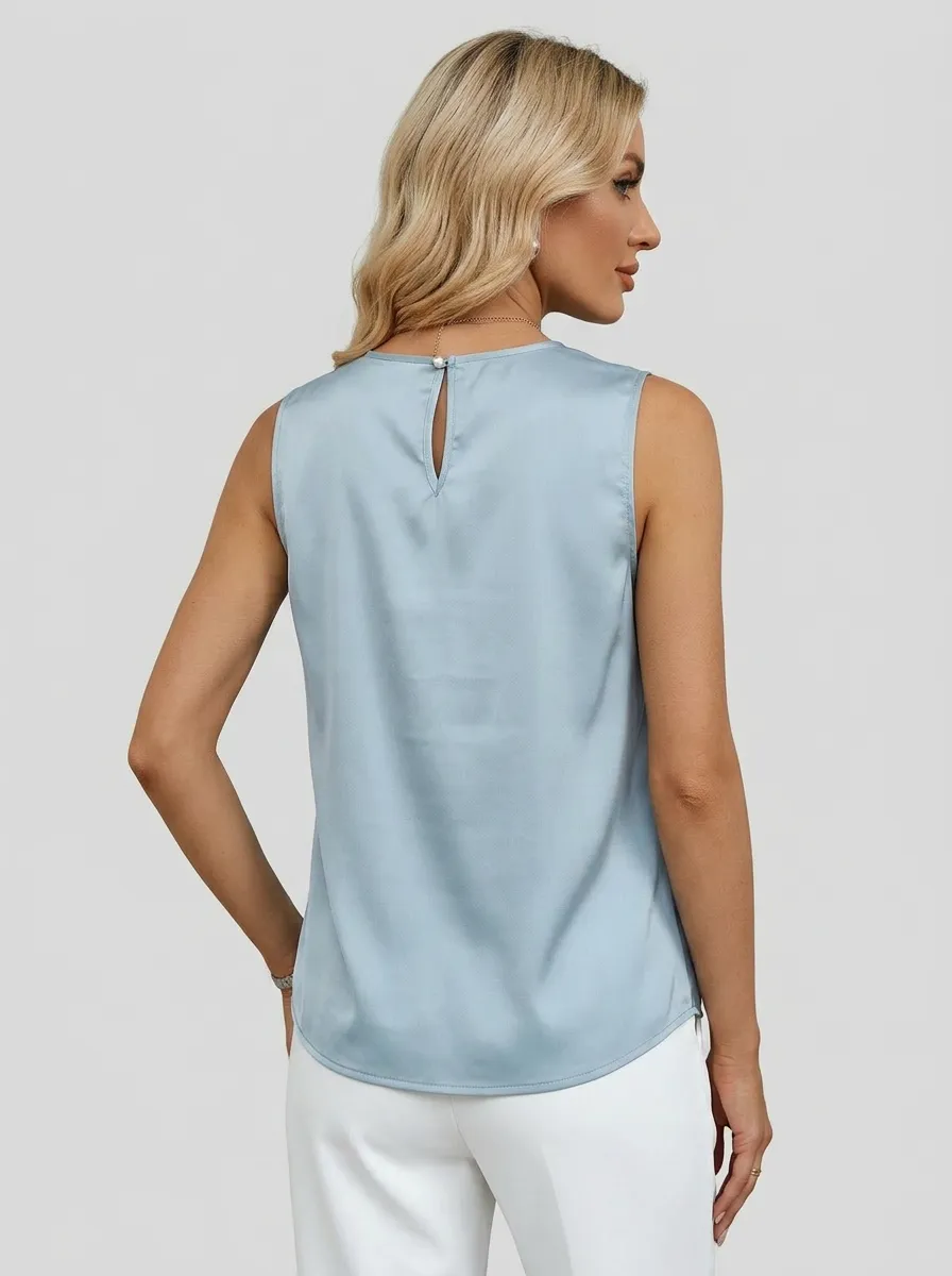 Pleated Sleeveless Blouse