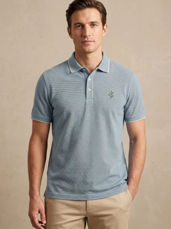 Refined Leaf-Pattern Men's Polo Shirt