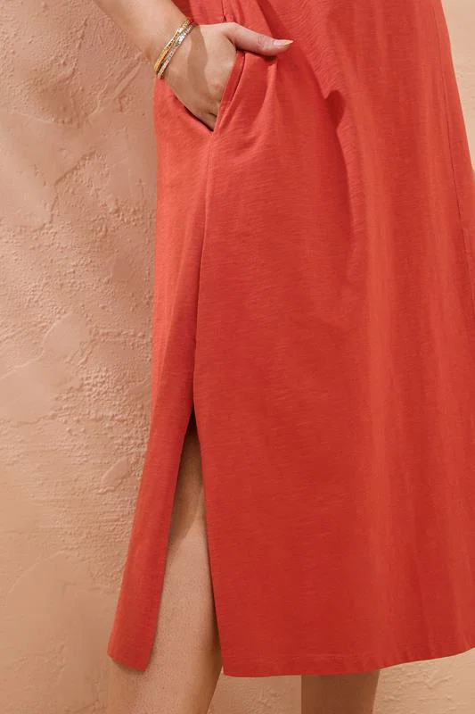 Burnt Orange Premium Cotton Dress detail 3
