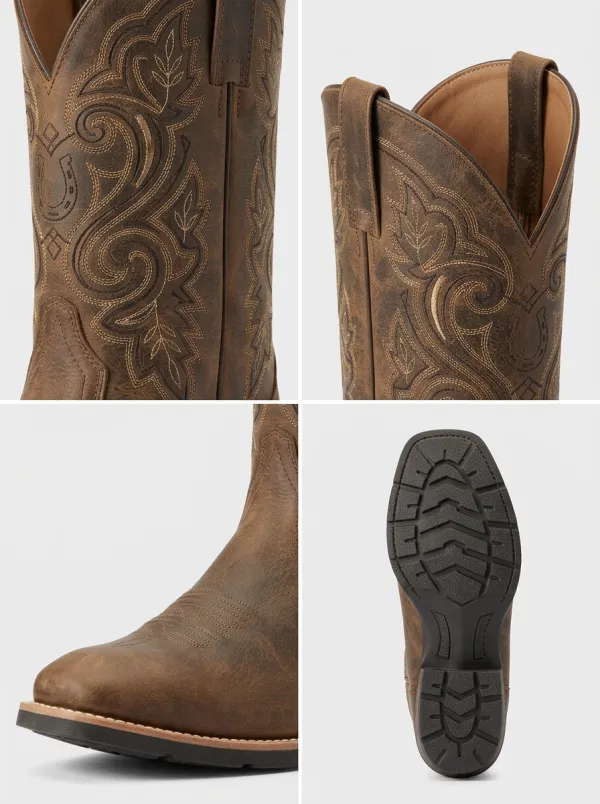 Men's Western Cowboy Horseshoe Embroidered Printed Boots