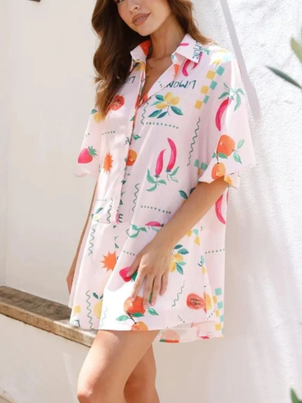 Collared Neck Half Sleeve Romper