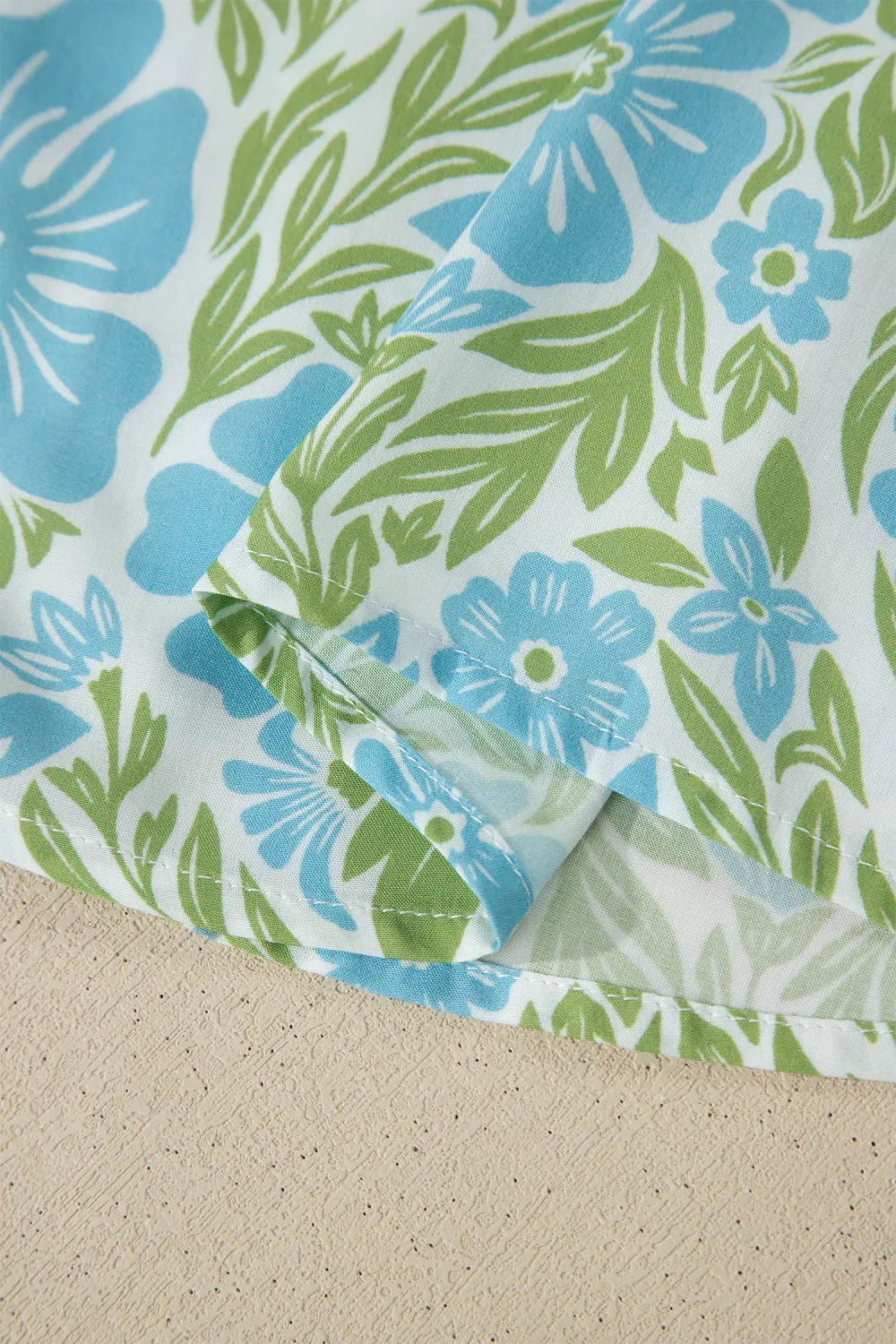 Sky Blue Floral Print Ruffled Blouse
