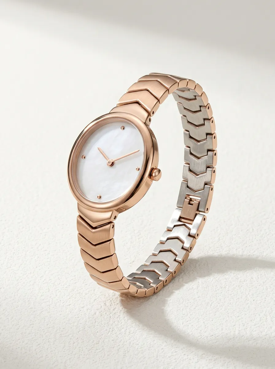 Rose Gold Watch Minimalist Mother-of-Pearl
