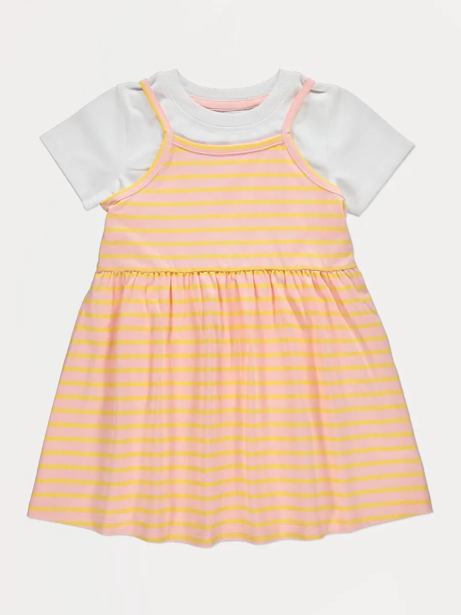 Peach Striped Jersey Dress and T-shirt Outfit