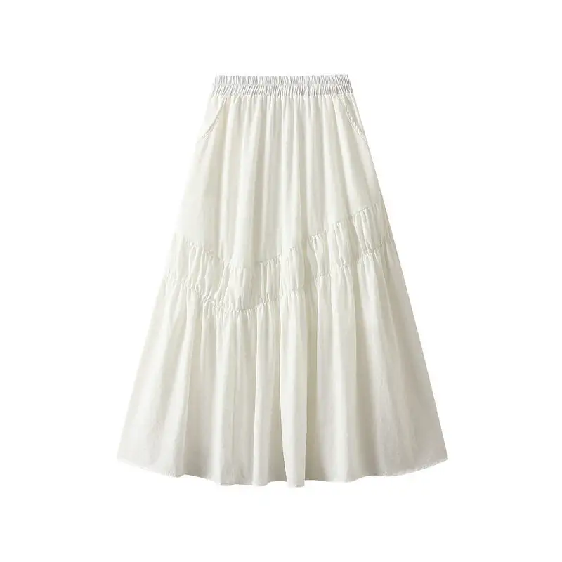 Utility Irregular Patchwork Midi Pleated Skirt
